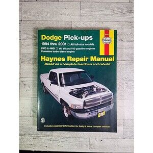 Haynes Dodge Pick-Ups Fullsize 1994-2001 Gas/DIESEL/V6/V8/V10 Auto Repair Manual